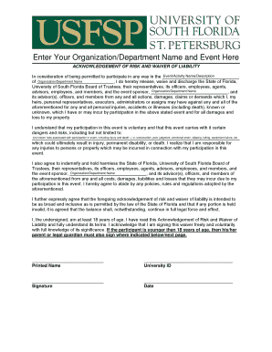 Acknowledgement of Risk and Waiver of Liability