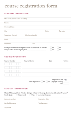 Boston College Course Registration Form