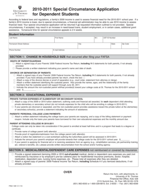 2010-2011 Special Circumstance Application