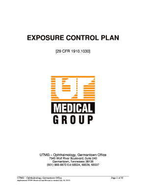 Exposure control plan for ophthalmology office form