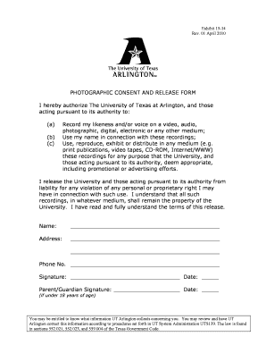 Photographic Consent and Release Form