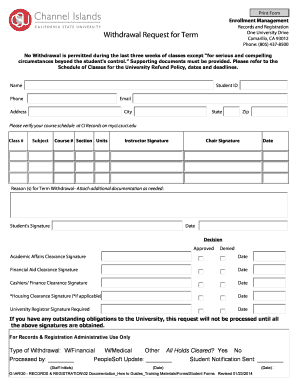 Student Withdrawal Request Form
