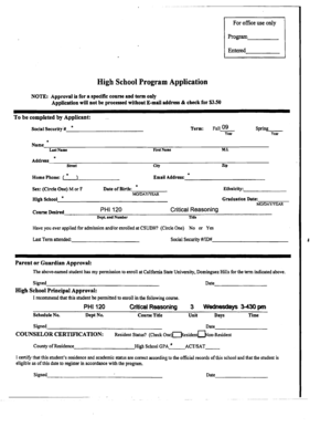 High School Program Application