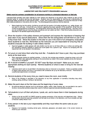 California State University Lab Safety Procedures