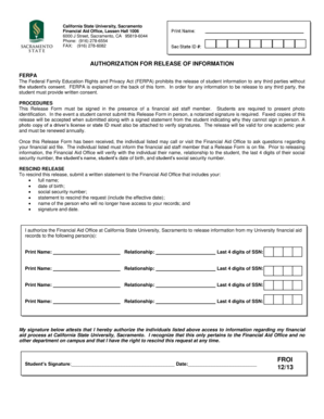 California State University Financial Aid Release Form