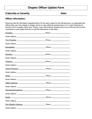 Fraternity Sorority Officer Update Form