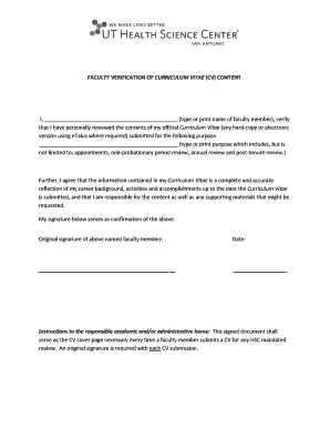 Faculty Verification of Curriculum Vitae Content