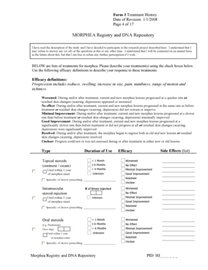 Morphea Treatment History Form