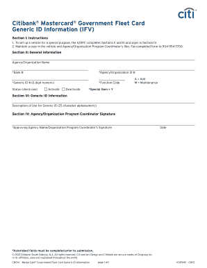 Citibank Mastercard Government Fleet Card Form