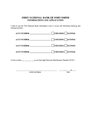 First National Bank Information Line Application