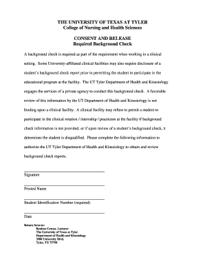 Background Check Release Form - UT Tyler - uttyler