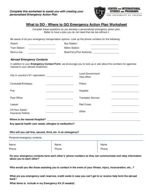 Emergency Action Plan Worksheet