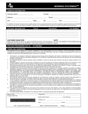 Huntington Morning Statement Service Agreement