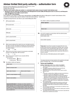 Adviser Limited Third Party Authority Form