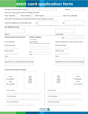 Debit card application form - Standard Chartered Bank