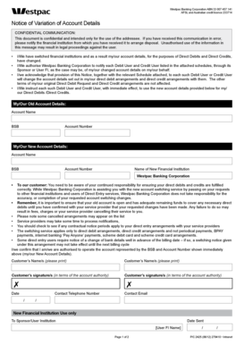 Westpac Notice of Variation of Account Details