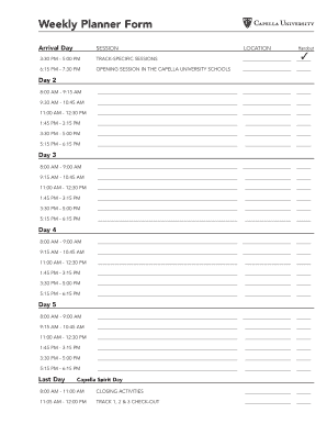 Weekly Planner Form