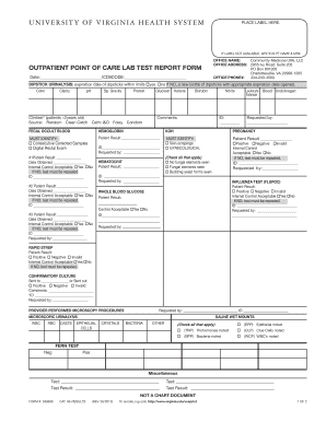 Outpatient Point of Care Lab Test Report Form