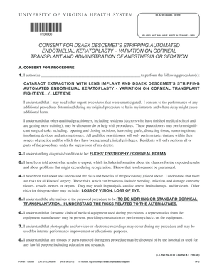 Consent for DSAEK and Anesthesia