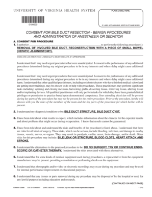 University of Virginia Bile Duct Resection Consent Form