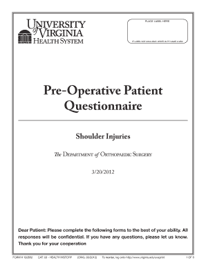 Shoulder Injury Patient Questionnaire