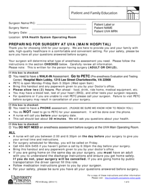 UVA Pre-Surgery Instructions