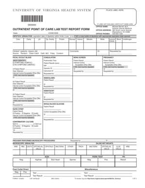 Outpatient Point of Care Lab Test Report Form