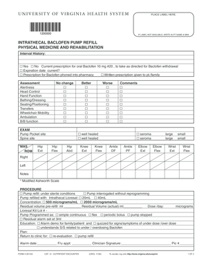 Intrathecal Baclofen Pump Refill Form