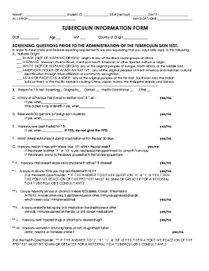 Tuberculin Information Form