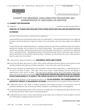University of Virginia Health System Consent for Abdominal Mass Resection