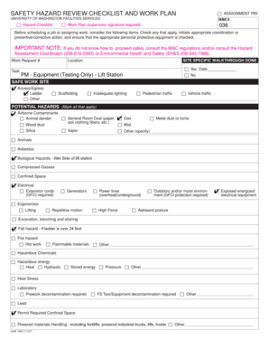 Safety Hazard Review Checklist and Work Plan
