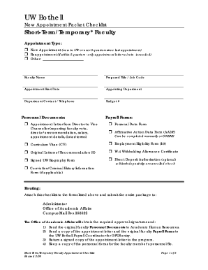 Volunteer offer letter example - New Appointment Packet ChecklistShort-Term Faculty.doc. Accident/Incident/Quality Improvement Report - UW Bothell