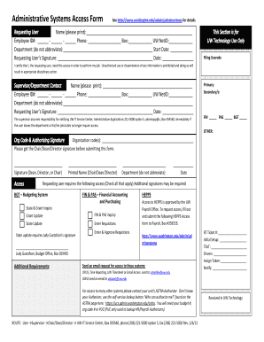 Administrative Systems Access Form