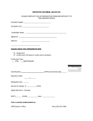 Student Housing Payment Authorization Form