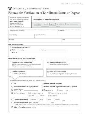 University Enrollment Verification Request