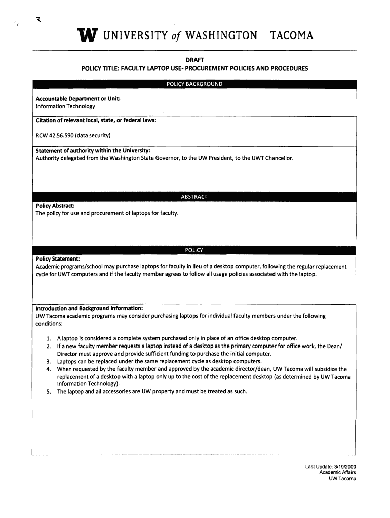 Laptop Policy - University of Washington Tacoma - tacoma uw Preview on Page 1