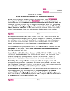 University of the West Waiver of Liability