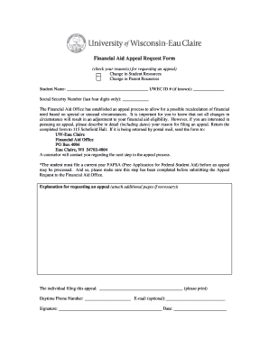 Financial Aid Appeal Request Form - uwec