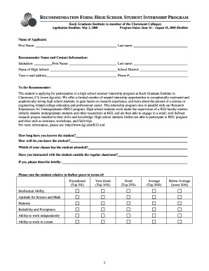 school recommendation form