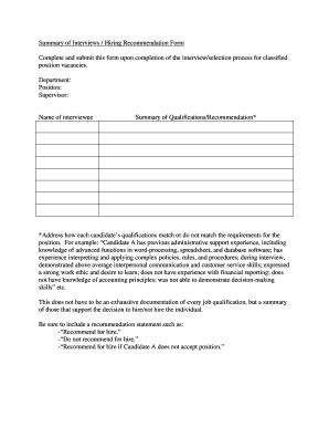 Hiring Recommendation Form