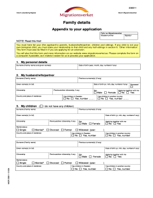 Family data collection form - form family details