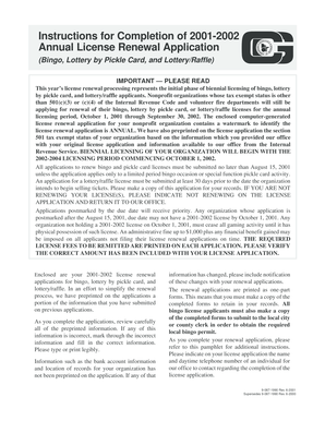 Nebraska Bingo Lottery License Renewal Application