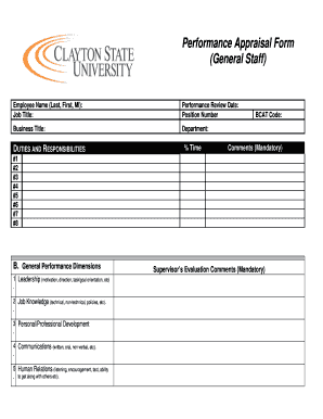 Performance Appraisal Form (General Staff) - Clayton State University - clayton