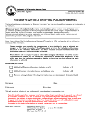 Request to Withhold Directory Information