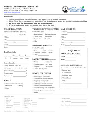 Water Sample Collection Form
