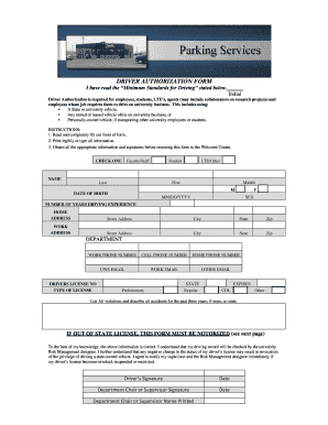 Driver Authorization Form
