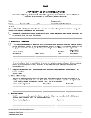 University of Wisconsin Outside Activities Report