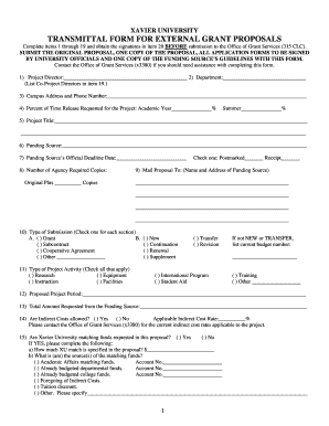 fax transmittal for grant proposal form