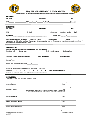 Dependent Waiver Form - Xavier University of Louisiana - xula