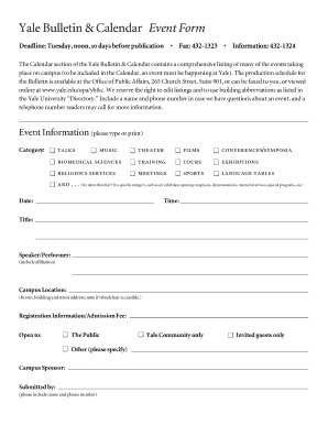 Yale Bulletin Event Form
